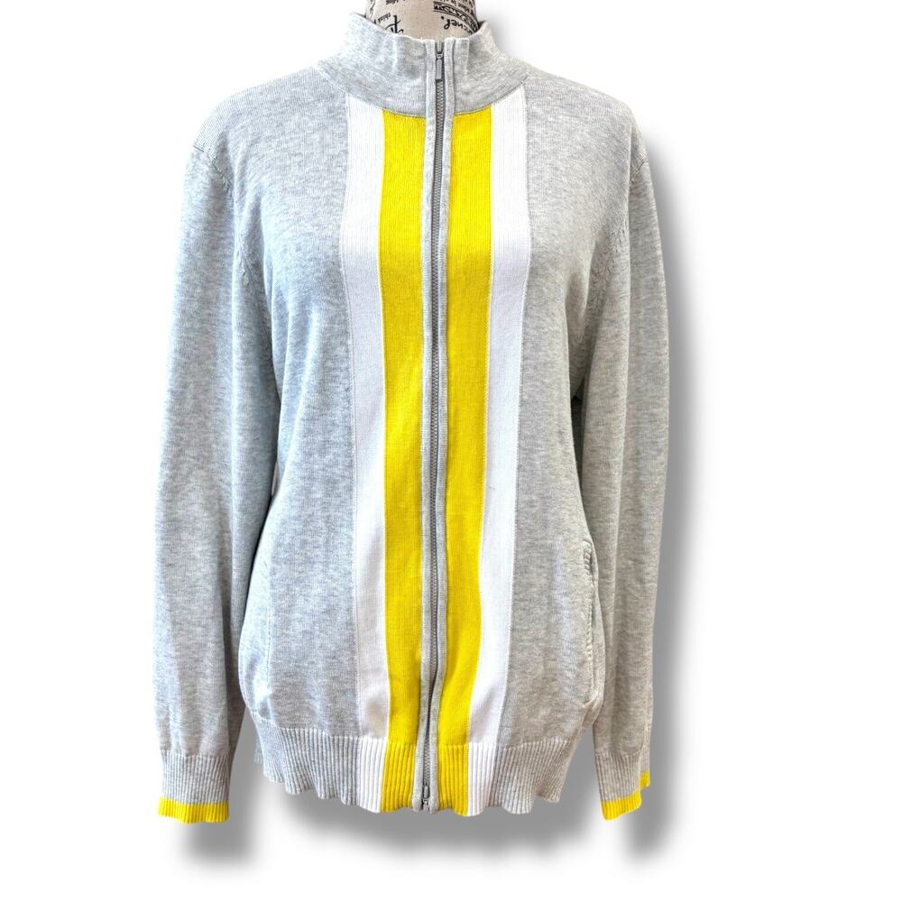 Edinburgh Knitwear Women's Size XL 100% Pima Cotton Zip Cardigan Sweater